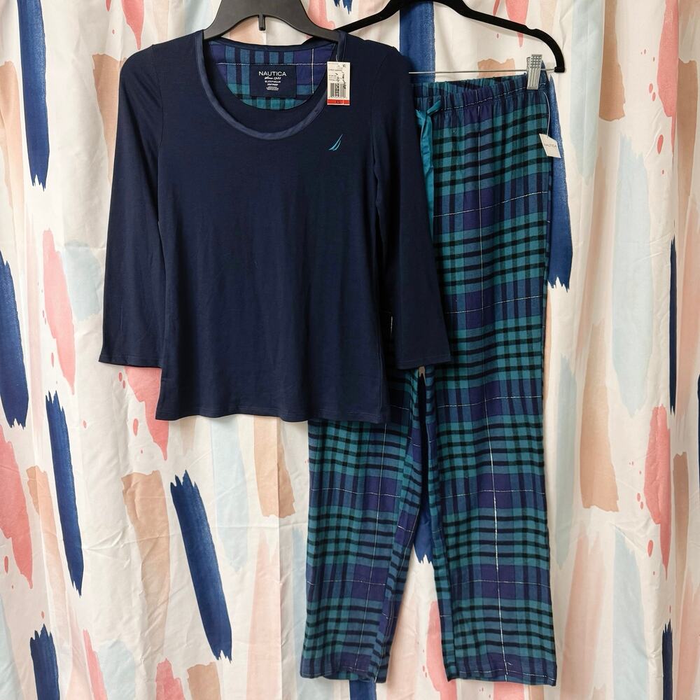 Nautica Blue Plaid Holiday Sleep Set Size XS